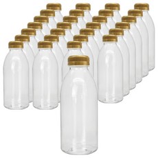 Mirkorea 高強度優質透明PET圓形果汁瓶 金色, 28個, 500ml