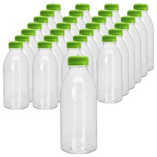 Mirkorea 高強度優質透明PET圓形果汁瓶 綠色, 28個, 500ml