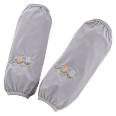 Sunday 廚房美術兩用舒適防水袖套 2入, 三朵小花 藍灰色