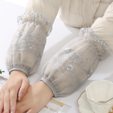 Sunday 漂亮美術用蕾絲袖套 2入, 花朵 灰色