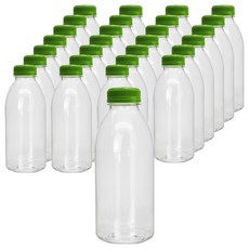 미르코리아 고강도 프리미엄 투명 페트 원형 주스병 딥그린, 500ml, 28개
