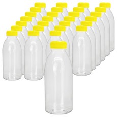 미르코리아 고강도 프리미엄 투명 페트 원형 주스병 옐로우, 28개, 500ml