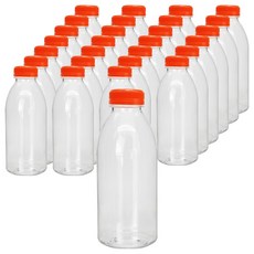 Mirkorea 高強度優質透明PET圓形果汁瓶 暖紅色, 28個, 500ml
