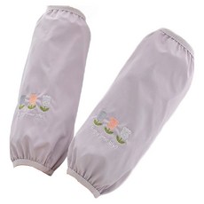 Sunday 廚房美術兩用舒適防水袖套 2入, 三朵小花 灰色