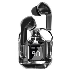 템플러 LCD 디스플레이 탑재 투명 무선 블루투스 이어폰, BT-W500, 블랙