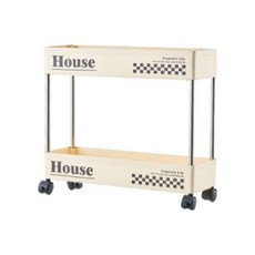 Creamy House 纖薄多用途移動式推車 15cm HR1271, 奶油色, 2層