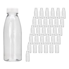 미르코리아 고강도 프리미엄 투명 페트 원형 주스병 화이트, 32개, 450ml