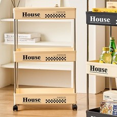 Creamy House 纖巧多用途移動式推車 15cm HR1271, 奶油色, 3層