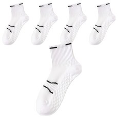 厚底緩震運動中筒襪 5雙組, 1套, 白色