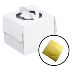 中央包裝 迷你蛋糕盒 10入 + 托盤 10入 組, 1套, 白色(盒子), 金色(托盤)