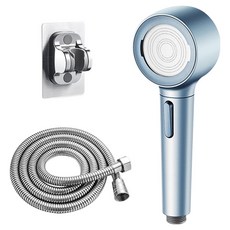 3段式3D Turn Over雙面蓮蓬頭+支架+淋浴軟管組, 1組, 藍色