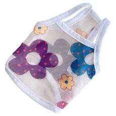 코코스튜디오 강아지 라라 튤립 꽃 망사 나시 티셔츠, 화이트, 1개