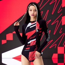 speedo 女性印花後拉鍊連身泳裝 8-15808