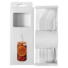 Nuhom耐熱玻璃彎曲吸管 4入+清潔刷組 透明 200*8mm, 1組