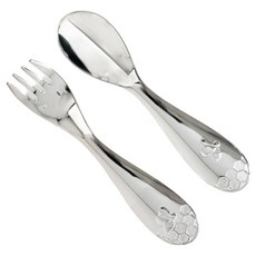 Christofle 嬰幼兒 Beebee 餐具 13cm 2件組, 銀色, 1套, 湯匙 + 叉子