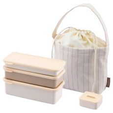 LocknLock 樂扣樂扣 To-go 輕便蓋雙層便當盒 360ml + 530ml + 不鏽鋼餐具 + 1/3容器 + 提袋組合, 1套, 混合色