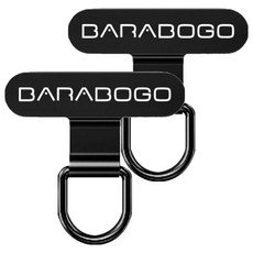 BARABOGO 超薄型不鏽鋼手機掛繩連接片固定夾, 黑色, 2個