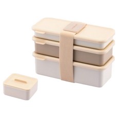 LocknLock 樂扣樂扣 To-Go 雙層便當盒 簡易蓋 360ml + 530ml + 不鏽鋼餐具 + 1/3容器 + 固定帶套組, 1套, 混色