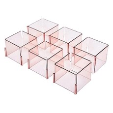 Andami 衣櫃隔板整理盒 多用途收納盒 7 x 7 x 6 cm, 淺粉色, 6個