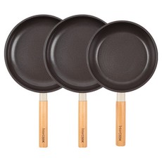 인터쿡 인덕션 포레스트 후라이팬 세트 3개, 베이지, 1세트, 후라이팬 24cm + 후라이팬 24cm + 후라이팬 20cm
