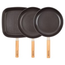 인터쿡 인덕션 포레스트 후라이팬 세트 3개, 베이지, 1세트, 사각팬 27cm + 후라이팬 28cm + 후라이팬 24cm