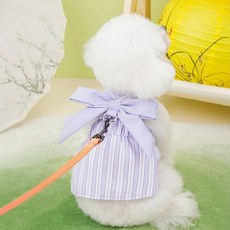 Coco studio 狗狗春夏大蝴蝶結胸背帶吊帶裙, 紫色, 1個