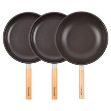 인터쿡 인덕션 포레스트 후라이팬 세트 3개, 베이지, 1세트, 후라이팬 24cm + 후라이팬 24cm + 궁중팬 28cm