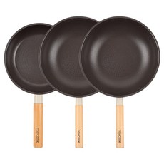 인터쿡 인덕션 포레스트 후라이팬 세트 3개, 베이지, 1세트, 후라이팬 20cm + 궁중팬 28cm + 궁중팬 28cm