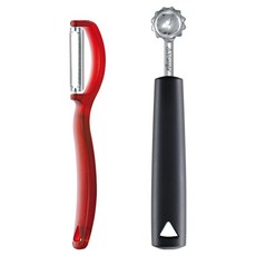 triangle 三角牌 番茄去皮器+去籽器組, 1組, 紅色(番茄削皮器)+銀色(去蒂蔬果挖杓)