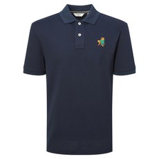 헤지스 남성용 해피퍼피 도네이션 Golden Retriever 자수 반팔 피케 카라 티셔츠