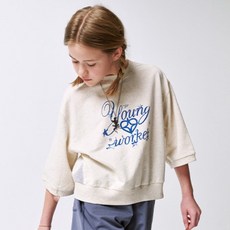 韓國 BLUETAIL 女童款側邊配色切線短袖大學T AZA8TS01LB