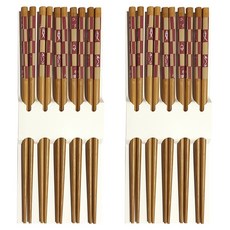 영수산업카멜 대나무 체크 전사 젓가락 5벌 세트, 원목, 단품, 2세트