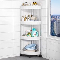 욕실 이동식 코너 트롤리, 화이트, 4단