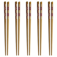 영수산업카멜 대나무 체크 전사 젓가락 5벌 세트, 원목, 단품, 1세트
