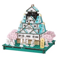 hacomo PUSU 3D系列大阪城紙模型 療癒系DIY組裝玩具 精緻模型擺飾, 日本大阪城, 1組, 150片