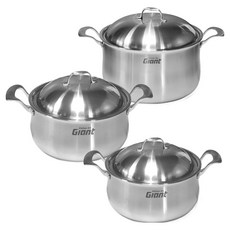 Kitchen-Art IH電磁爐適用 全五層巨型鍋具3件組, 1套, 單一顏色, 16cm雙耳鍋 + 18cm雙耳鍋 + 24cm湯鍋