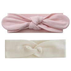 BABY&I 羅紋扭結髮帶+蝴蝶結髮帶組