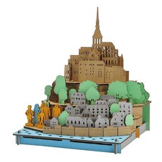 Hacomo PUSU 3D系列 療癒系紙模型, 法國聖米歇爾山, 1組