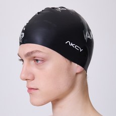 AKSI Wave Spirit 矽膠泳帽 AKCS-011, 黑色, 1個
