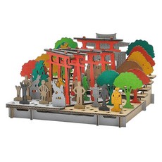 Hacomo PUSU 3D系列 療癒系紙模型 益智玩具 輕鬆組裝, 日本稻荷神社, 1個