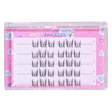 IHara 橫向5排免膠水自然B款假睫毛, 黑色, 1個