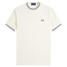 FRED PERRY 羅紋針織短袖T恤 M8679, 米白色