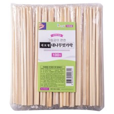 리빙웰 그립감이 편한 네모형 대나무 젓가락, 1개, 100개입