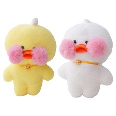 아이끌레 베베 오리 인형 키링 2종 세트, 13cm, 화이트, 옐로우, 1세트 13cm, 화이트, 옐로우, 1세트