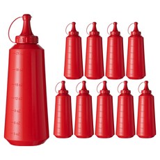 Ilsangsokbanzzak 紅色附繩蓋番茄醬/辣醬瓶, 600ml, 10個