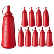 Ilsangsokbanzzak 紅色附繩蓋番茄醬/辣醬瓶, 470ml, 10個