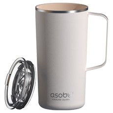 아소부 스텐 진공 보온보냉 타워 머그컵, 화이트, 600ml, 1개