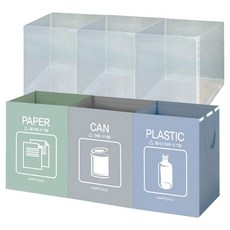 HaPPySaLe HEV 回收分類桶 3件組 + 內襯 3組套組, 灰色 + 天藍色 + 淺綠色