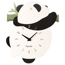 La Vita 漂浮熊貓搖擺靜音掛鐘 L100, 黑色 + 白色