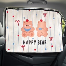 DAEHAN MALL 車用遮陽簾 汽車遮光窗簾 軌道式, 1個, 雙胞胎熊